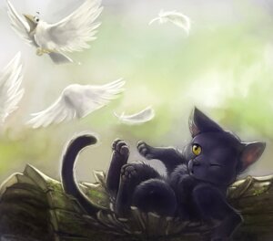 Rating: Safe Score: 0 Tags: 2011 ambiguous_gender avian bird detailed detailed_background domestic_cat duo e621 feathered_wings feathers felid feline felis feral lying mammal on_back silverfox5213 tail toony white_body white_feathers wings User: bunchy7s