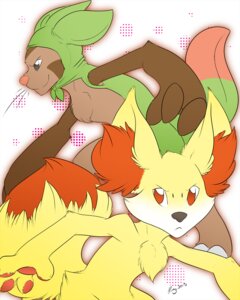 Rating: Safe Score: 0 Tags: 2013 4:5 ambiguous_gender anthro brown_body brown_fur canid canine cheek_tuft chespin chest_tuft dipstick_tail duo e621 facial_tuft fennekin fur generation_6_pokemon grey_eyes inner_ear_fluff looking_at_viewer mammal markings nintendo pokemon pokemon_(species) pokemorph red_eyes red_inner_ear_fluff rozga tail tail_markings tuft yellow_body yellow_fur User: bunchy7s