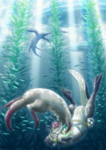 Rating: Safe Score: 0 Tags: detailed detailed_background duo_focus e621 eyewear female feral goggles group hi_res kissing male mammal melonleaf mustelid otter tail toony underwater water User: bunchy7s