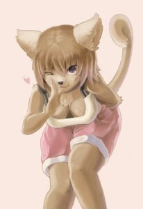 Rating: Questionable Score: 0 Tags: anthro bent_over biped bottomwear breasts brown_body brown_fur brown_hair chest_tuft cleavage clothed clothing domestic_cat down_blouse e621 eixin felid feline felis female fur gesture hair heart_symbol looking_at_viewer mammal one_eye_closed purple_eyes shirt short_hair shorts simple_background solo standing tail tank_top topwear tuft white_background wink User: bunchy7s