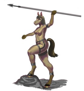 Rating: Questionable Score: 0 Tags: anthro armor e621 equid equine female headgear helmet holding_object holding_weapon hooves horse horseshoe jewelry mammal melee_weapon nude polearm pose siyah solo spear unguligrade weapon User: bunchy7s