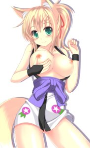 Rating: Questionable Score: 0 Tags: accessory animal_humanoid armwear asian_clothing big_breasts blonde_hair blush breasts bridal_gauntlets canid canid_humanoid canine canine_humanoid clothing dog_days e621 east_asian_clothing female fox fox_humanoid fox_tail green_eyes hair hair_accessory hair_ribbon hand_on_breast hi_res humanoid japanese_clothing looking_at_viewer mammal mammal_humanoid nipples ponytail ribbons simple_background smile sogaya solo tail white_background yukikaze_panettone User: bunchy7s
