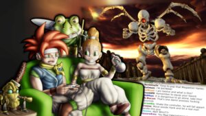 Rating: Safe Score: 0 Tags: 16:9 ambiguous_gender amphibian animated_skeleton anthro bone chrono_trigger crono_(chrono_trigger) digital_media_(artwork) e621 english_text female frog glenn_(chrono_trigger) group hi_res holding_melee_weapon holding_object holding_sword holding_weapon human machine male mammal marle_(chrono_trigger) melee_weapon mot profanity robo_(chrono_trigger) robot skeleton square_enix sword text undead video_games_awesome weapon widescreen User: bunchy7s