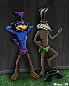 Rating: Questionable Score: 0 Tags: 2010 4:5 4_toes abs anthro avian beak bird bottomwear brown_body brown_fur bulge canid canine canis chest_tuft claws clothed clothing coyote cuculiform duo e621 fangs feathers feet fur green_eyes hands_behind_head hindpaw looking_at_viewer loonatics_unleashed looney_tunes male male/male mammal muscular new_world_ground_cuckoo open_mouth paws pecs pose rev_runner roadrunner shorts smile speedo standing swimwear tail talons tech_e._coyote teeth thizorac toes tongue topless tuft undressing warner_brothers User: bunchy7s
