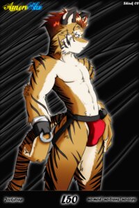 Rating: Questionable Score: 0 Tags: 2008 abstract_background anthro biped black_body black_fur brown_hair bulge clothed clothing cuff_(restraint) e621 felid fur hair jockstrap male mammal orange_body orange_fur pantherine restraints shackles shiuk short_hair side_view skimpy solo standing stripes tail tiger topless underwear white_body white_fur User: bunchy7s
