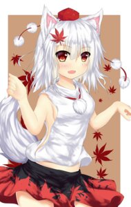 Rating: Safe Score: 0 Tags: accessory animal_humanoid bare_arms blush bottomwear breasts canid canid_humanoid canine canine_humanoid canis clothed clothing e621 falling_leaves fangs female fully_clothed hair hair_accessory hat headgear headwear humanoid leaf looking_at_viewer mammal mammal_humanoid maple_leaf midriff mikage000 momiji_inubashiri open_mouth pom_clothing pom_shirt red_eyes short_hair skirt sleeveless_clothing solo teeth tokin_hat touhou white_hair wolf wolf_humanoid wolf_tail User: bunchy7s