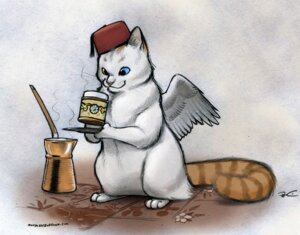 Rating: Safe Score: 0 Tags: :3 ambiguous_gender anthro beverage clothing coffee container cup domestic_cat e621 feathered_wings feathers felid feline felis fez food hat headgear headwear heterochromia hi_res holding_container holding_cup holding_object mammal robthedoodler solo turkish turkish_van wings User: bunchy7s