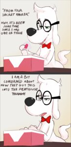 Rating: Safe Score: 0 Tags: anthro bow_(feature) bow_tie canid canine canis comic dialogue digital_media_(artwork) domestic_dog e621 english_text eyewear fur gift green_eyes heart_symbol jay_ward_productions male mammal mr._peabody mr._peabody_and_sherman multiple_scenes seth-iova solo text tongue tongue_out tumblr white_body white_fur User: bunchy7s Rating: Safe Score: 0 Tags: anthro bow_(feature) bow_tie canid canine canis comic dialogue digital_media_(artwork) domestic_dog e621 english_text eyewear fur gift green_eyes heart_symbol jay_ward_productions male mammal mr._peabody mr._peabody_and_sherman multiple_scenes seth-iova solo text tongue tongue_out tumblr white_body white_fur User: bunchy7s