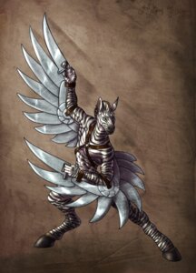 Rating: Safe Score: 0 Tags: abstract_background anthro blade e621 equid equine green_eyes hooves male mammal mickey_the_retriever muscular muscular_anthro muscular_male nude simple_background solo stripes weapon wings zebra User: bunchy7s