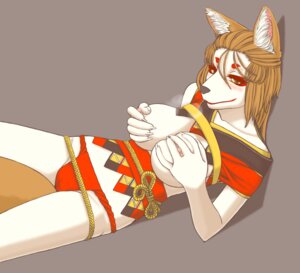 Rating: Questionable Score: 0 Tags: against_surface against_wall anthro big_breasts biped black_nose blush breasts canid canine clothed clothing e621 female fox hand_on_breast hyoushi_maigo looking_at_viewer lying mammal nipples on_back panties skimpy solo underwear User: bunchy7s