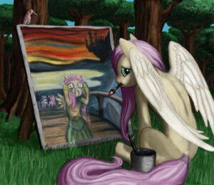 Rating: Safe Score: 0 Tags: absurd_res anthropony avian bird blush brush canvas creating_art detailed_background e621 equid equine feathered_wings feathers female feral fluttershy_(mlp) forest friendship_is_magic hasbro hi_res inspired_by_formal_art looking_at_viewer mammal my_little_pony mythological_creature mythological_equine mythology outside paint paintbrush painting_(object) pegasus plant quadruped sitting solo tail the_scream tree wings wood yellow_body yellow_feathers User: bunchy7s
