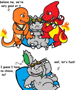 Rating: Questionable Score: 0 Tags: accessory bean_bag blush bow_(feature) bow_tie brown_eyes charmander charmeleon comic dialogue e621 english_text eyewear fire flaming_tail generation_1_pokemon goggles green_eyes grey_body group guil_bunny_(artist) kishin_the_nidoran male multiple_scenes necktie nidoran nidoran♂ nintendo orange_body orange_skin pokemon pokemon_(species) profanity red_body scalie simple_background tail text white_background User: bunchy7s