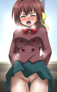 Rating: Explicit Score: 0 Tags: awa blush breasts brown_hair closed_eyes female hair_ribbon hands_behind_back mitsuki_sohara no_panties open_mouth ribbon rule34 school_uniform skirt skirt_lift sora_no_otoshimono uncensored wind_lift User: bunchy7s
