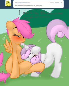 Rating: Explicit Score: 0 Tags: 2012 blush bodily_fluids duo e621 english_text equid equine feathered_wings feathers female female/female feral friendship_is_magic genital_fluids hair hasbro hi_res horn horn_fetish horn_play horn_sex hornjob intraspecies mammal my_little_pony mythological_creature mythological_equine mythology oral orange_body orange_feathers pegasus quadruped scootaloo_(mlp) severus sex sweetie_belle_(mlp) tail text tumblr unicorn vaginal_fluids wing_boner wings young young_feral User: bunchy7s