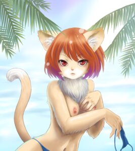 Rating: Questionable Score: 0 Tags: anthro beach bikini breasts cat_tail clothed clothing cloud domestic_cat e621 felid feline felis female hair looking_at_viewer mammal nipples outside red_eyes red_hair seaside short_hair skimpy sky solo swimwear tail topless two-piece_swimsuit undressing 徹子 User: bunchy7s