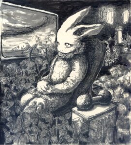 Rating: Safe Score: 0 Tags: ambiguous_gender anthro clasped_hands clothed clothing detailed detailed_background dumbbell e621 fully_clothed hi_res inside lagomorph leporid long_ears mammal monochrome oratnir plant rabbit sketch smile solo toony traditional_media_(artwork) weights User: bunchy7s