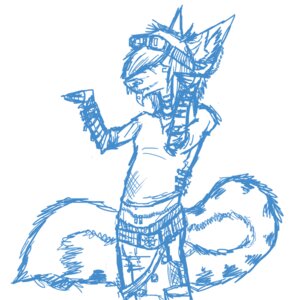 Rating: Safe Score: 0 Tags: anthro belt blue_and_white canid canine canis e621 eyewear goggles male mammal monochrome piercing skatha solo tail wolf zzakerhyus User: bunchy7s