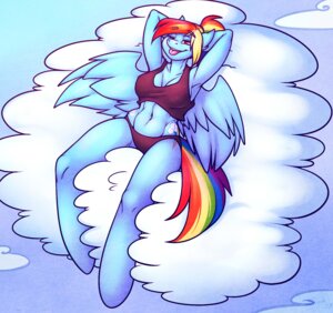Rating: Questionable Score: 0 Tags: 2013 anthro anthrofied big_breasts blue_body blue_feathers blue_fur breasts clothed clothing cloud cutie_mark e621 equid equine feathered_wings feathers female friendship_is_magic fur hair hasbro hi_res looking_at_viewer mammal multicolored_hair multicolored_tail my_little_pony mythological_creature mythological_equine mythology navel one_eye_closed pegasus pink_eyes rainbow_dash_(mlp) rainbow_hair rainbow_tail skimpy smile solo sweetcreamfizz tail tongue tongue_out wings User: bunchy7s