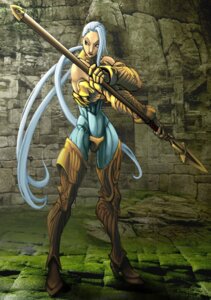 Rating: Safe Score: 0 Tags: armor breasts e621 female grandfathered_content hair hi_res holding_object holding_weapon human human_only mammal melee_weapon not_furry polearm solo spear sunamori weapon white_hair User: bunchy7s