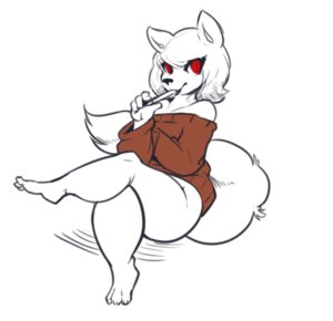 Rating: Questionable Score: 0 Tags: anthro biped bottomless brown_clothing brown_sweater brown_topwear canid canine canis clothed clothing e621 female fluffy fluffy_tail hair mammal mangneto pen red_eyes simple_background sitting sketch slightly_chubby solo sweater tail thick_thighs topwear vanessa_(mangneto) white_background white_hair wolf User: bunchy7s