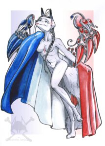 Rating: Questionable Score: 0 Tags: amiral_aesir anthro canid canine e621 female fox french_flag hi_res kitsune_daji mammal nude scar solo tail wings User: bunchy7s