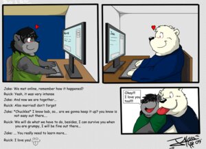 Rating: Safe Score: 0 Tags: anthro bear comic dialogue e621 english_text hybrid inside jakegr jakegr_(character) male male/male mammal multiple_scenes overweight romantic romantic_couple ruick text User: bunchy7s