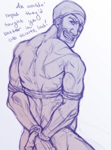 Rating: Explicit Score: 0 Tags: 1boy 2d artist_(katya) back_view bondage dark-skinned_male dark_skin demoman_(team_fortress_2) eye_patch facial_hair hands_tied_behind_back human human_male human_only looking_at_viewer male male_only nude rule34 scars speaking_to_viewer team_fortress_2 text watch_cap white_background yaoi User: bunchy7s