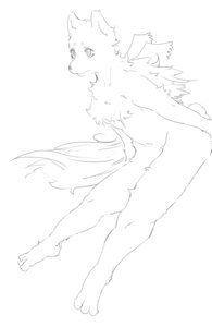 Rating: Questionable Score: 0 Tags: anthro canid canine e621 feathered_wings feathers female mammal monochrome nude side_view simple_background sindoll solo white_background wings User: bunchy7s