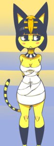 Rating: Safe Score: 0 Tags: accessory animal_crossing ankha_(animal_crossing) anthro bandage biped black_eyes blush breasts clothing domestic_cat e621 egyptian egyptian_clothing felid feline felis female fur hair hi_res mammal markings nintendo solo standing striped_markings striped_tail stripes tail tail_markings uraeus usekh weepfish yellow_body yellow_fur User: bunchy7s