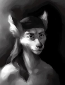 Rating: Safe Score: 0 Tags: 2007 anthro bust_portrait canid canine clothing digital_media_(artwork) e621 greyscale headgear headkerchief headwear high_contrast kerchief male mammal monochrome portrait pose realistic_lighting realistic_shading solo ymxa User: bunchy7s