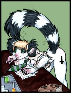 Rating: Questionable Score: 0 Tags: accessory alternative_fashion anthro bottomless clothed clothing cross e621 female glamfur goth harry_potter_(series) heterochromia inverted_cross lemur mammal marker_(artwork) necktie pen_(artwork) primate ring-tailed_lemur school_uniform shaded slytherin solo strepsirrhine tail traditional_media_(artwork) uniform zeriara zeriara_(character) User: bunchy7s