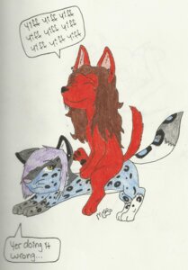 Rating: Safe Score: 0 Tags: ambiguous_gender canid canine canis duo e621 felid feral fox grandfathered_content hi_res hybrid leopard mammal neecheecoyote pantherine red_body simple_background snow_leopard tail toony white_background wolf User: bunchy7s