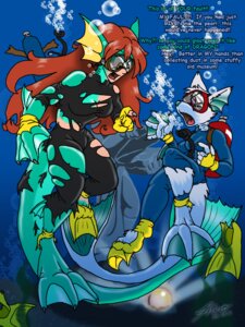 Rating: Safe Score: 0 Tags: 2011 3:4 4_fingers anthro aquatic bubble catmonkshiro claws comic_sans dialogue duo e621 english_text female fingers gem lana_(desmondfallout) luminari pearl_(gem) scuba signature tail text transformation underwater water User: bunchy7s