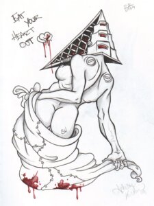 Rating: Questionable Score: 0 Tags: 2009 blood bodily_fluids breasts butt clothing crossgender e621 female for_a_head heart_symbol humanoid konami mammal missinfected_(artist) monster monstrous_humanoid mtf_crossgender nipples not_furry object_head pyramid_head silent_hill simple_background solo tattoo undressing white_background User: bunchy7s