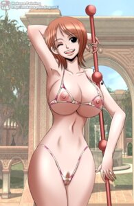 Rating: Explicit Score: 0 Tags: arm_up armpits bikini breasts censored clima-tact clothes crotchless_bikini crotchless_clothes female female_only mokusa nami_(one_piece) nippleless_clothes nipples nude one_piece outdoors pre-timeskip pubic_hair public_nudity pussy rule34 smile standing straight_hair wink User: bunchy7s