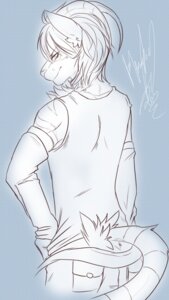 Rating: Safe Score: 0 Tags: anthro belt bottomwear clothing demora e621 fuzzy hi_res horn josey_(canid) male mammal pose shirt shorts solo stare tail tank_top tartii topwear white_body User: bunchy7s