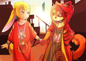 Rating: Safe Score: 0 Tags: absurd_res alternative_fashion ambiguous_gender anthro blonde_hair clothing collar duo e621 eye_patch eyewear hair hi_res hybrid lagomorph leash leporid mammal outside pacifier rabbit rudragon tail unknown_species User: bunchy7s