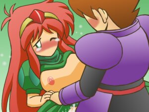 Rating: Explicit Score: 0 Tags: armor benjamin_(ffmq) blush breasts brown_hair couple cum dress female final_fantasy final_fantasy_mystic_quest green_eyes hand_holding karen_(ffmq) long_hair lunatiris male nipples red_hair rule34 short_hair tiara User: bunchy7s