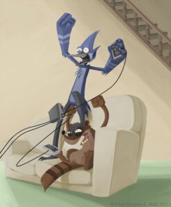 Rating: Safe Score: 0 Tags: 2011 3_toes anthro arms_bent avian avian_feet beak bird blue_body blue_feathers blue_jay brown_body brown_fur cartoon_network chest_tuft controller cord corvid curved_arms d6016 duo e621 electronics feathers feet fur furniture game_console game_controller happy hi_res holding_controller holding_game_controller holding_object inside jay_(bird) male mammal mordecai_(regular_show) nes_console nes_controller new_world_jay nintendo nintendo_console nintendo_controller nintendo_entertainment_system open_mouth oscine passerine paws procyonid raccoon raised_arms raised_hand regular_show retro_console retro_controller rigby_(regular_show) sitting sofa stairs standing tail tail_feathers teeth toes tongue toothed_beak tuft wire wired_controller User: bunchy7s