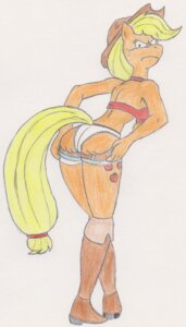 Rating: Questionable Score: 0 Tags: >:( absurd_res angry anthro anthrofied applejack_(mlp) boots bottomwear butt clothing cowboy_hat duragan e621 earth_pony equid equine female footwear friendship_is_magic hasbro hat headgear headwear hi_res horse mammal my_little_pony panties pony rikmccloud shoes shorts solo tail underwear User: bunchy7s