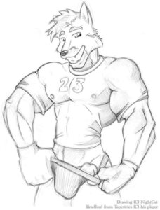 Rating: Explicit Score: 0 Tags: anthro big_muscles canid canine canis clothed clothing domestic_dog e621 english_text front_view fur genitals gloves greyscale hair handwear humanoid_genitalia humanoid_penis jockstrap looking_at_viewer male mammal monochrome muscular muscular_anthro muscular_male nightcat penis penis_poking_out shirt short_hair simple_background sketch smile solo text tight_clothing topwear underwear white_background User: bunchy7s