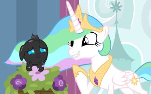 Rating: Safe Score: 0 Tags: 16:10 2013 absurd_res ambiguous_gender arthropod beavernator black_body black_fur blue_eyes changeling_(mlp) clothing crown cutie_mark drone_(mlp) duo e621 equid equine eye_contact feathered_wings feathers female feral flower footwear friendship_is_magic fur hair hasbro headgear hi_res hole_(anatomy) horn jewelry looking_at_another mammal multicolored_hair my_little_pony mythological_creature mythological_equine mythology necklace plant princess princess_celestia_(mlp) purple_eyes quadruped royalty shoes smile tail white_body white_feathers white_fur widescreen winged_unicorn wings young young_feral User: bunchy7s
