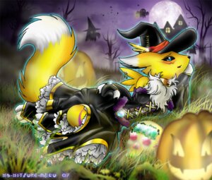 Rating: Safe Score: 0 Tags: angello_cauich anthro bandai_namco biped black_sclera bone canid canine clothing collar cosplay digimon digimon_(species) dipstick_tail dress e621 female food fruit fur grass halloween hat headgear headwear holidays jack-o'-lantern lace lying magic_user mammal markings on_side plant pumpkin renamon skull solo tail tail_markings white_body white_fur witch witch_hat yellow_body yellow_fur User: bunchy7s