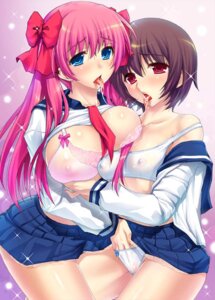 Rating: Explicit Score: 0 Tags: after_kiss blue_eyes bow bra breast_press breasts brown_hair erect_nipples female female_only hairbow hand_in_another's_panties hand_in_panties haramura_nodoka huge_breasts jpeg_artifacts kotobuki_utage lingerie looking_at_viewer miyanaga_saki multiple_females multiple_girls nipples no_visible_genitalia open_mouth panties pink_hair rule34 saki saliva saliva_string saliva_trail see-through see-through_bra see-through_panties straight_hair tongue underwear white_panties yuri User: bunchy7s