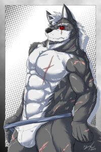 Rating: Questionable Score: 0 Tags: 2013 abs abstract_background anthro athletic biceps big_muscles biped black_nose bulge canid canine canis chest_tuft clothed clothing e621 fur grey_body grey_fur grey_hair hair hi_res jockstrap kadzu male mammal muscular muscular_anthro muscular_male one_eye_closed pecs pose red_eyes scar simple_background solo standing topless tuft underwear wink wolf User: bunchy7s