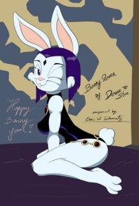 Rating: Safe Score: 0 Tags: 3_toes anthro barefoot biped blue_eyes breasts bunny_raven cartoon_network clothing dc_comics devanstar e621 feet female fur hair hi_res kneeling lagomorph leporid looking_at_viewer mammal one_eye_closed plantigrade purple_hair rabbit raven_(dc) solo teen_titans teen_titans_(television_series) toes white_body white_fur wink User: bunchy7s