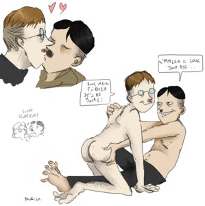 Rating: Explicit Score: 0 Tags: 2boys adolf_hitler ass black_hair blue_eyes body_hair brown_hair cartoony facial_hair gay glasses heinrich_luitpold_himmler human humor male male_only mature_male mustache naked nazi nude nude_male rule34 tagme tongue tongue_out topless User: bunchy7s