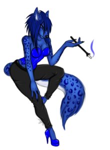 Rating: Safe Score: 0 Tags: 2013 anthro belt biped black_bottomwear black_clothing black_nose black_pants blue_body blue_clothing blue_eyes blue_footwear blue_fur blue_hair blue_shoes blue_smoke blues_(safigirl) bottomwear cigarette cigarette_holder clothing corset e621 female footwear fur hair hi_res high_heels lingerie pants pointy_ears prick_ears shoes simple_background smoke smoking solo spots tail topwear vexstacy white_background User: bunchy7s