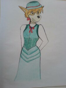 Rating: Safe Score: 0 Tags: 3:4 anthro canid canine canis clothing colored_pencil_(artwork) crossgender detective domestic_dog dress e621 female hat headgear headwear mammal mtf_crossgender ribbons sherlock_hound sherlock_hound_(series) solo traditional_media_(artwork) unknown_artist User: bunchy7s