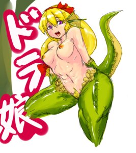 Rating: Explicit Score: 0 Tags: blonde_hair breasts female long_hair monster_girl nipples purple_eyes rule34 scales tongue topless User: bunchy7s